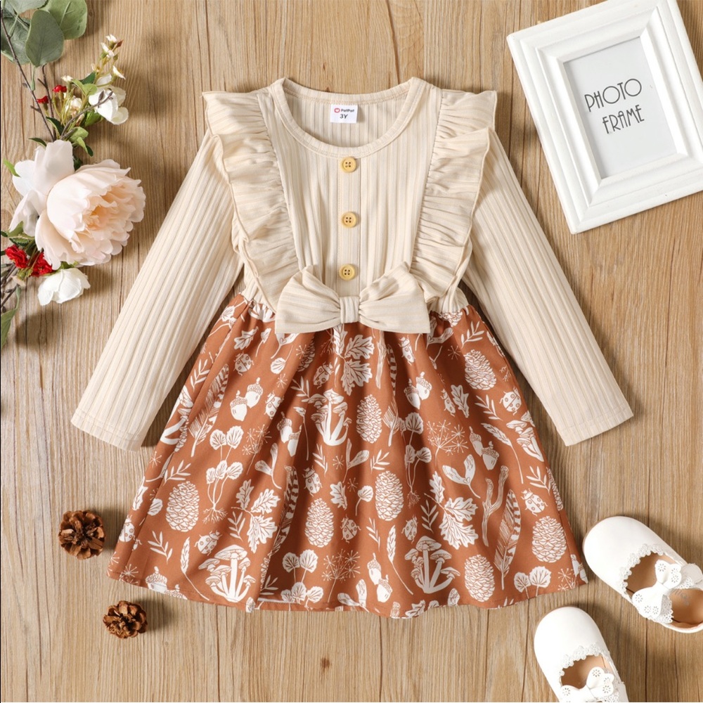 Toddler girl dress bow knot floral print size 18-24 month